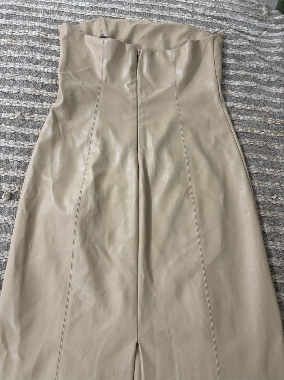 Zara faux leather strapless 
BLOGGERS FAVORITE
 Cream Midi Dress Size M NWOT - Picture 7 of 15